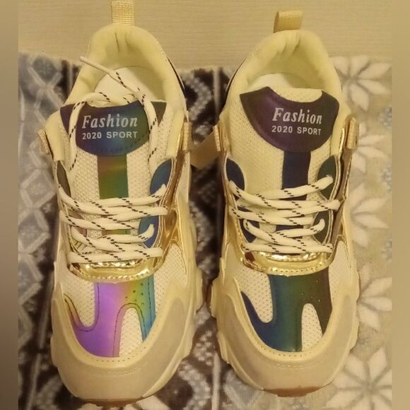 Women's shoes sneakers breathable fresh sponge cake sole round toe mesh - Picture 1 of 4